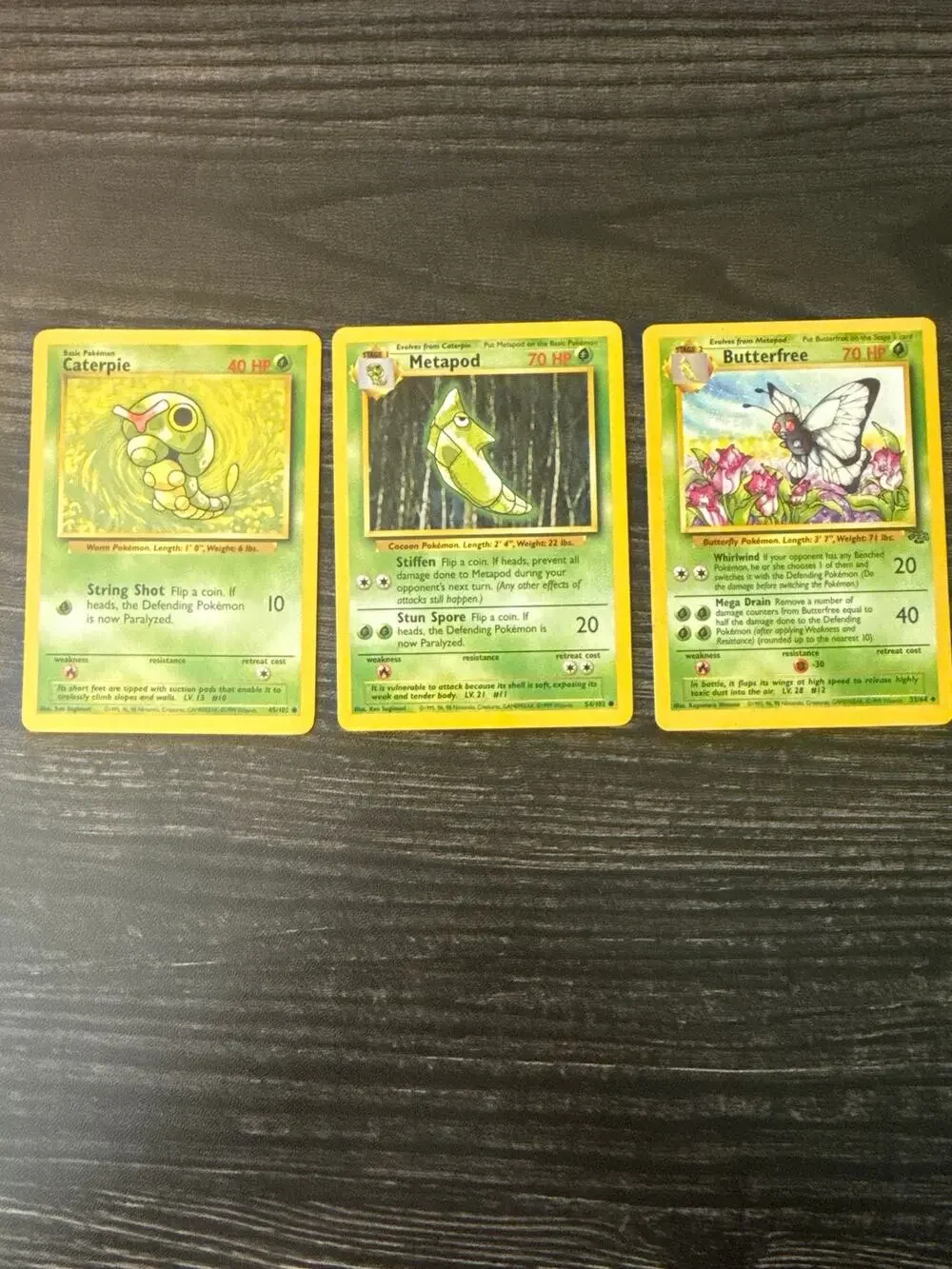 Vintage Pokémon Card Evolution Lot - Caterpie, Metapod, Butterfree WOTC + FREE
